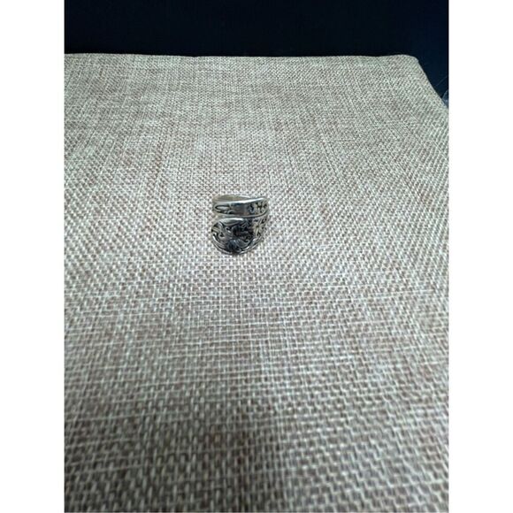 Antique Silver Spoon Ring Unisex Size 6.5 Floral Pattern - Picture 7 of 7